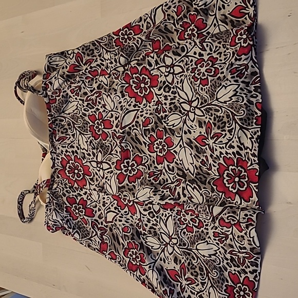 NWOT 90s/Y2K It Figures! Black, Red, and Tan One Piece Bathing Suit with Skirt - Picture 6 of 14